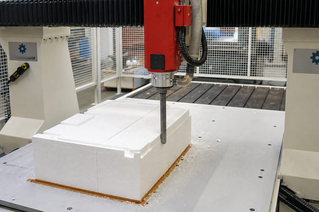 CNC-Fräsen eines Styroporblocks
